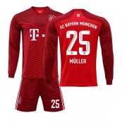 Bayern Munich Børn Fodboldtrøjer 2021-22 Thomas Muller 25 Hjemmetrøje Langærmede..